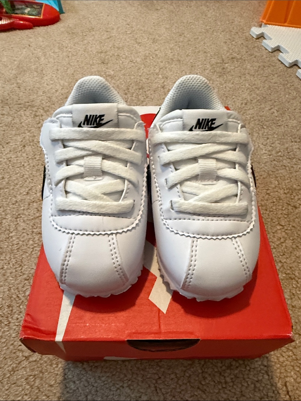 Nike Black and White Kids Shoes Cortez